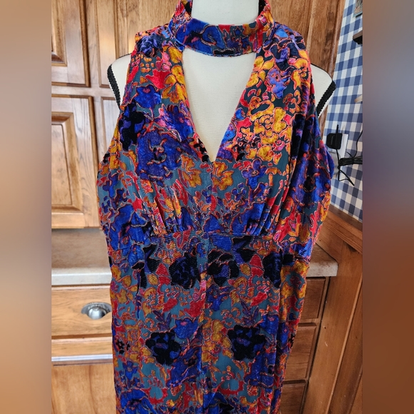 Maeve Pants - Maeve Ava Velvet Jumpsuit Blue Motif Size 10